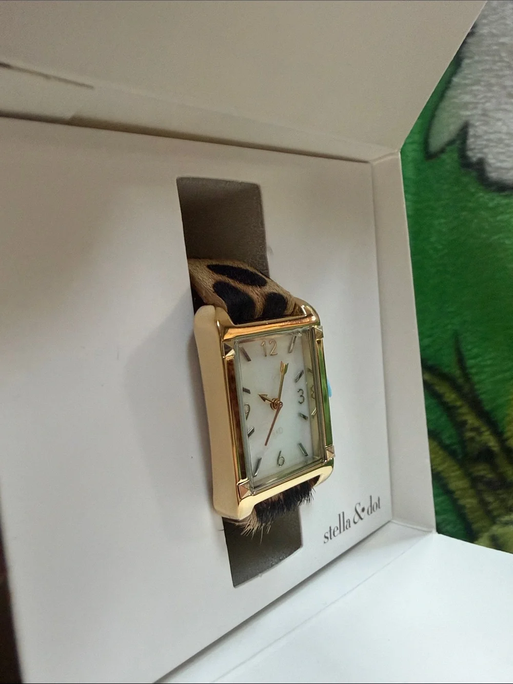 Stella & Dot Watch with Leopard Pattern Band